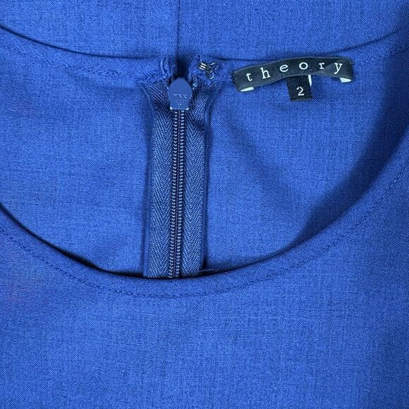 Theory Zeldia Tailor Sheath Dress Blue Wool Blend Career Shift Sz 2 Short Clean - Picture 7 of 11